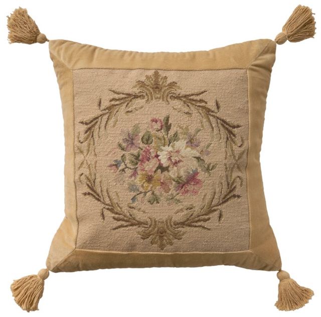 Nourison Home™ Mina Victory Vintage Pillow Beige Floral 19"x19" Throw Pillow-0