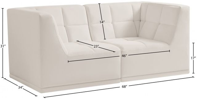Meridian Furniture Relax 2-Piece Cream 68" Modular Sofa-2