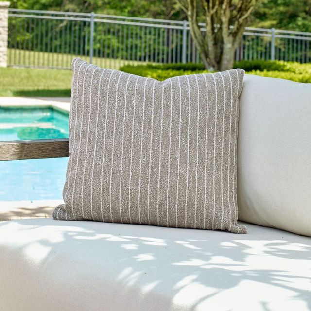 Uttermost® Involve Cream/Putty Boucle Polyester Indoor-Outdoor Pillow-1