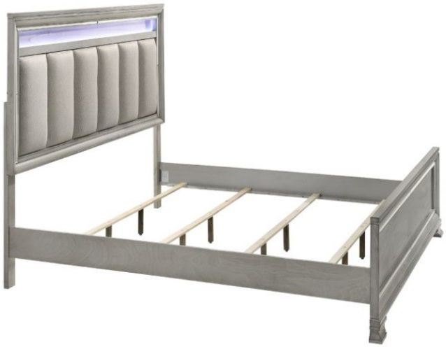 Crown Mark Vail Gray King Upholstered Panel Bed-2