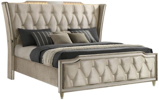 Coaster® Lorient Camel/Ivory Eastern King Upholstered Panel Bed -0