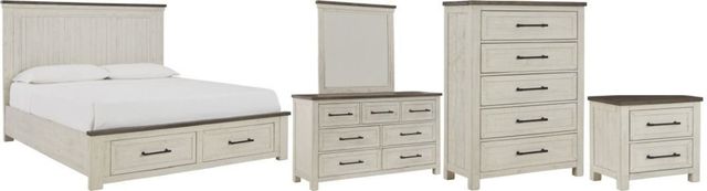 Benchcraft® Brewgan 5-Piece Two-Tone King Panel Storage Bed Set-0