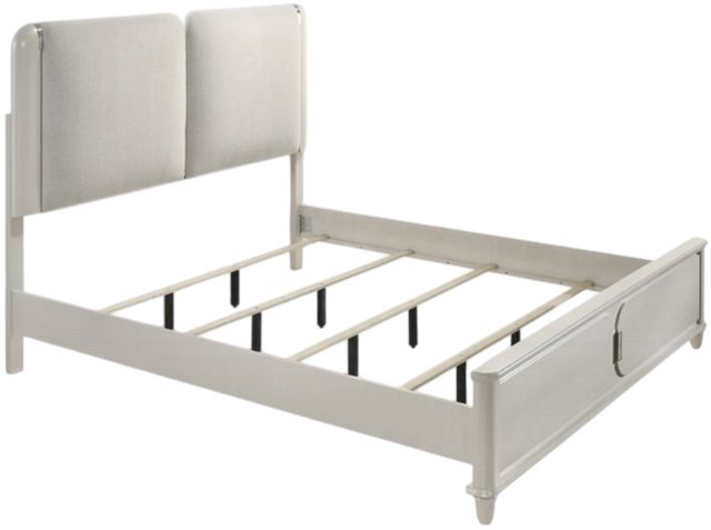 ACME Furniture Laveda Light Gray/Pearl White Queen Upholstered Panel Bed-0
