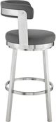 Armen Living Bryant Brushed Stainless Steel/Gray Swivel Counter Stool-4