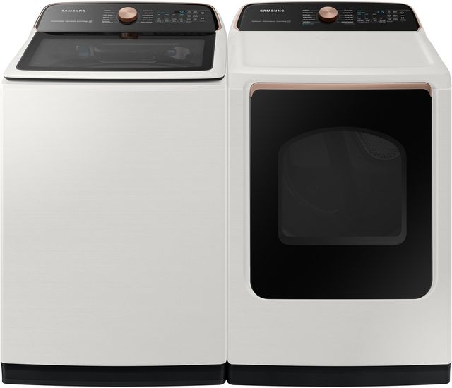 Samsung Ivory Top Load Washer & Gas Dryer Laundry Pair-0
