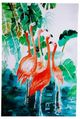 A & B Home 2-Piece Green/Red Botanical Flamingos Wall Art Set-1