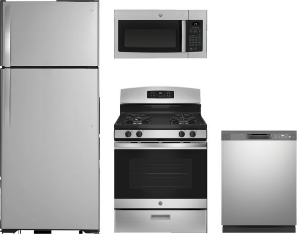 GE 4 Piece Stainless Steel Kitchen Appliance Package