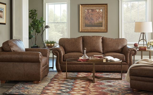 Craftmaster® Customizable CM Leather Bombay Shaped Arm Sofa-1