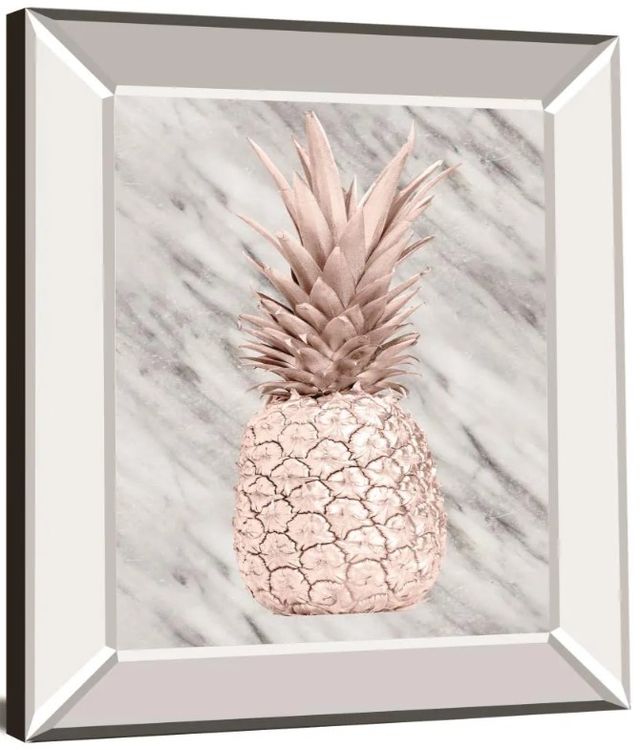 Classy Art Rose Gold Pineapple on Gray Marble by Nature Magick Mirror Framed Wall Art-1