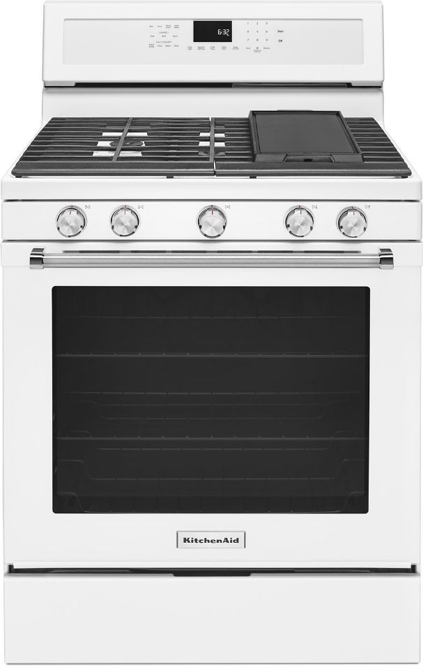 KitchenAid® 30" White Freestanding Gas Range