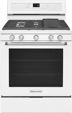 KitchenAid® 30" White Freestanding Gas Range