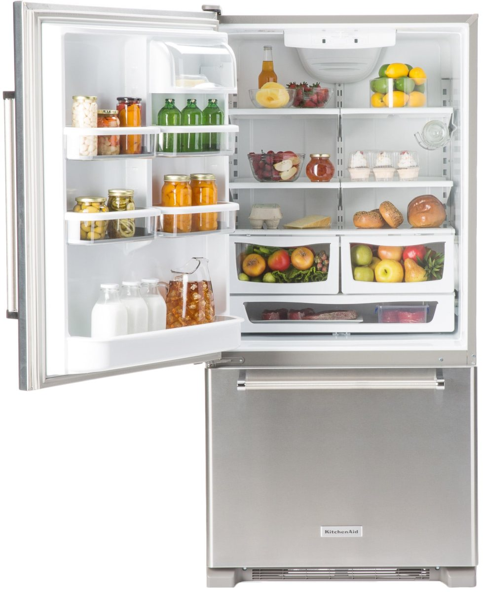 KitchenAid 33 in. 22.1 Cu. Ft. Stainless Steel Bottom Freezer Refrigerator