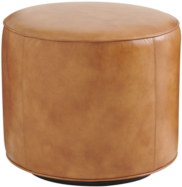Lexington Home Customizable Silverado Waverly Leather Swivel Ottoman-0