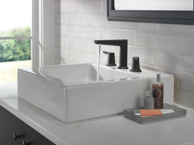Delta Galeon® Matte Black 2-Handle Widespread Bathroom Faucet with Drain-1