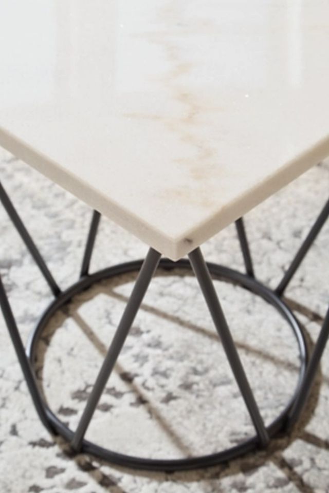 Signature Design by Ashley® Vancent White End Table with Black Metal Base -3