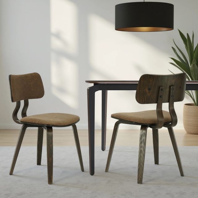 Armen Living Jaguar 4-Piece Espresso/Vintage Dark Brown Dining Chair Set-1