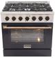 Kucht Professional KDF Series 36" Stainless Steel Pro Style Dual Fuel Range with Black Door and Gold Handle-0