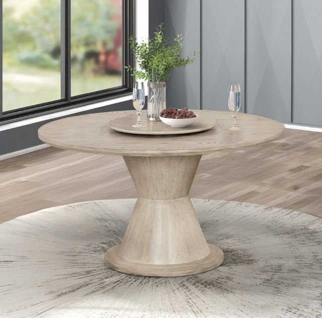 New Classic® Home Furnishings Gwendolyn Cerused Taupe Round Dining Table-2
