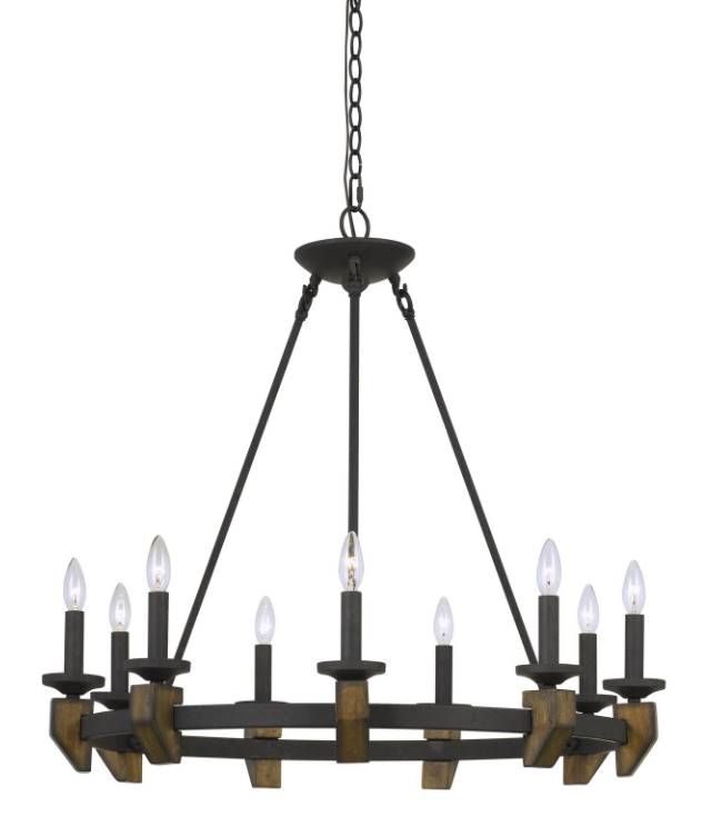 Cal® Lighting & Accessories Cruz 9-Light Bronze/Wood Chandelier-0