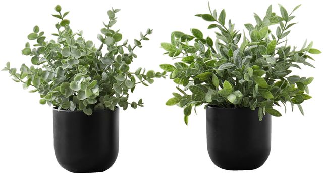 Monarch Specialties Inc. 2-Piece Black 11" Tall Artificial Potted Eucalyptus Grass-0