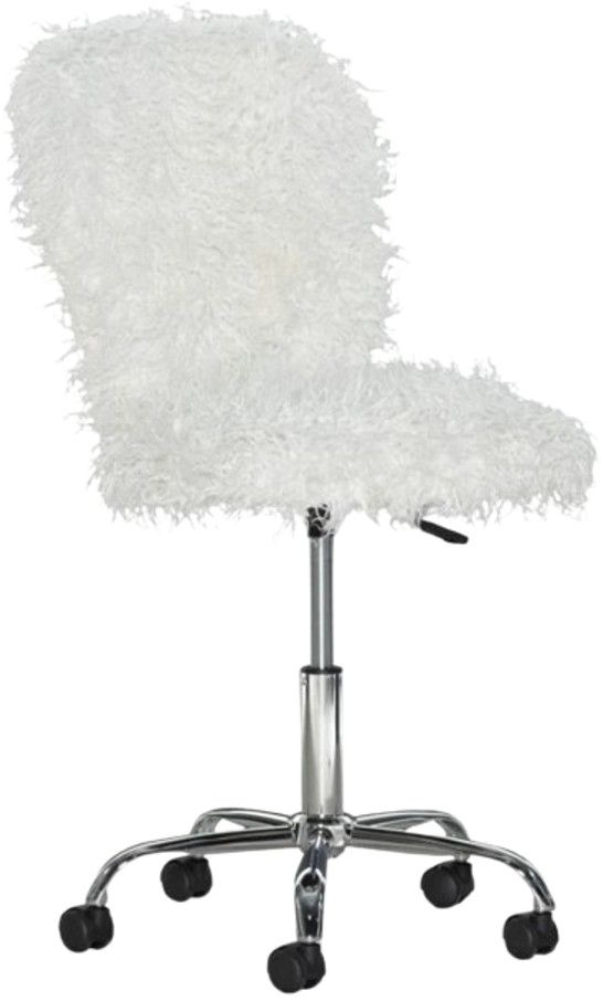 Linon Langford White Faux Flokati Office Chair-0