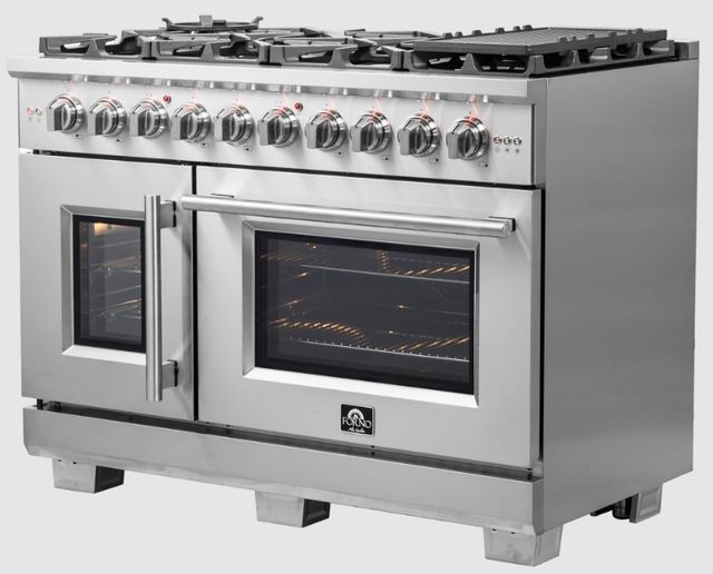 FORNO® Capriasca 48" Stainless Steel Pro Style Gas Range-1