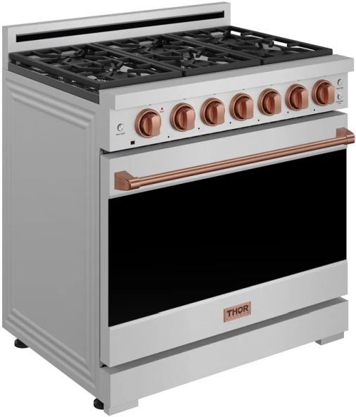 Thor Kitchen® Gordon Ramsay 36" Stainless Steel/Rose Gold Freestanding Pro Style Gas Range-2