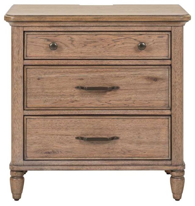 Liberty Furniture Hickory Grove Heirloom Brown Nightstand with Charging Station-2