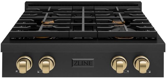ZLINE Paramount Autograph Edition 30" Black Stainless Steel Gas Cooktop with Champagne Bronze Accents-0