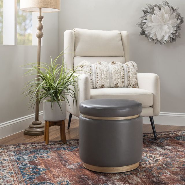 Linon Sunny Gray Storage Ottoman-4