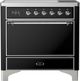 Ilve® Majestic III 36" Glossy Black Pro Style Induction Range with Solid Door and Chrome Trim-0