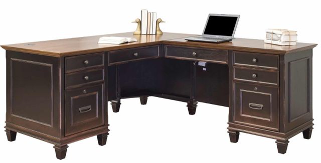 Martin Furniture Hartford Brown L-Shaped Desk -1