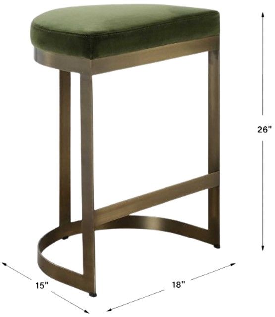 Uttermost® Ivanna Brushed Brass/Moss Green Counter Stool-2