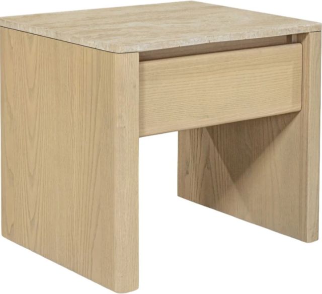 Moe's Home Collection Blake Beige Nightstand with a Travertine Top-0