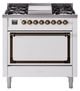 Ilve® Nostalgie II Noblesse 36'' White Pro Style Dual Fuel Range with Burnished Trim-0