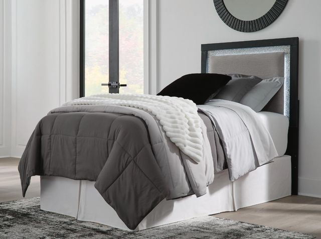 Signature Design by Ashley® Raechalla Black/Gray Youth Twin Upholstered Panel Headboard-1