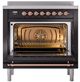 Ilve® Nostalgie II Noblesse 36'' Glossy Black Pro Style Induction Range with Copper Trim-1