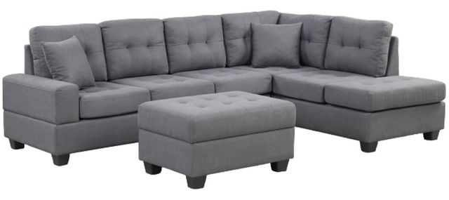 Milton Greens Stars 3-Piece Dark Gray Reversible Sectional with Ottoman-0
