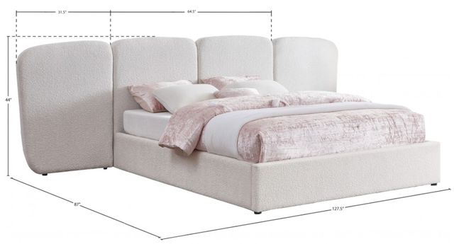 Meridian Furniture Shiloh Cream Queen Upholstered Panel Bed-3