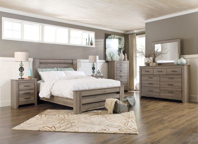 Signature Design by Ashley® Zelen 2-Piece Warm Gray King Panel Bed Set-3