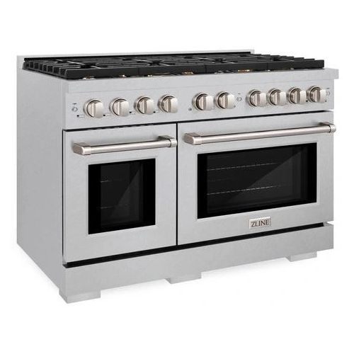 ZLINE 48" Satin Stainless Steel Pro Style Gas Range with 8 Brass Burners-2
