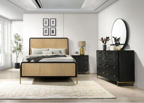 Coaster® Arini 4-Piece Black/Natural Eastern King Bedroom Set -0