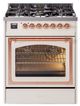 Ilve® Nostalgie II Noblesse 30" Antique White Pro Style Dual Fuel Range with Copper Trim-0