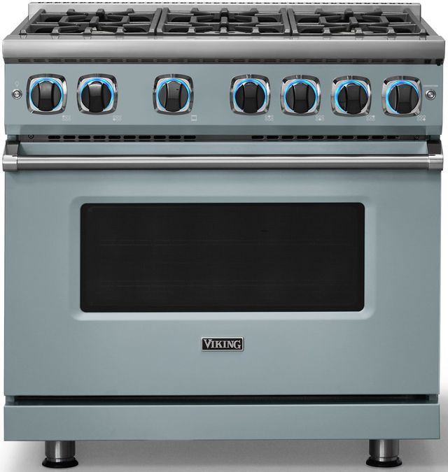 Viking® 7 Series 36" November Sky Pro Style Liquid Propane Gas Range-3