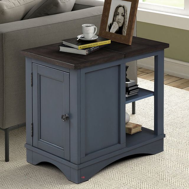 Parker House® Americana Modern Denim Chairside Table with Brown Top-1