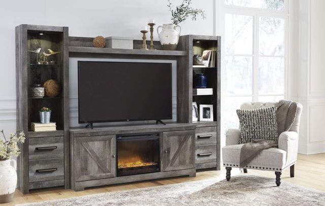 Signature Design by Ashley® Wynnlow 4-Piece Rustic Gray Entertainment Center with Electric Fireplace-5
