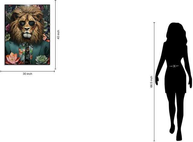 Classy Living Untamed Lion in Green Suit Wall Art-1