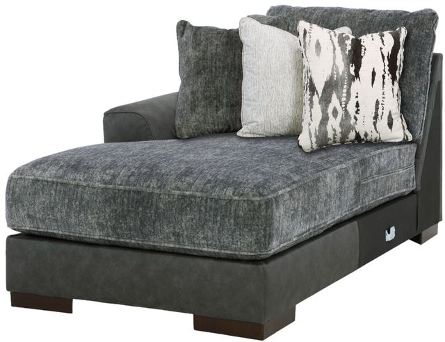 Signature Design by Ashley® Larkstone 2-Piece Pewter Left-Arm Facing Loveseat Sectional and Chaise-3