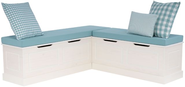 Linon Norah Seafoam/White Nook Bench with Cushion Set-0