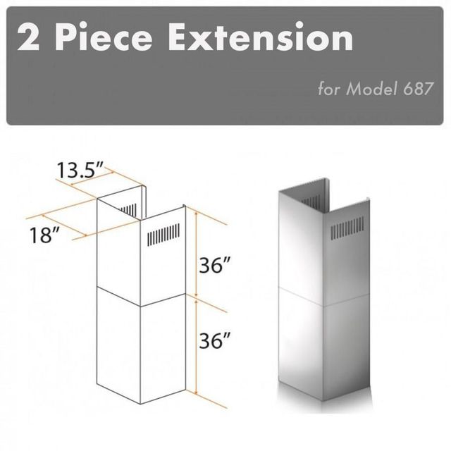 ZLINE 36" Stainless Steel Chimney Extension-3